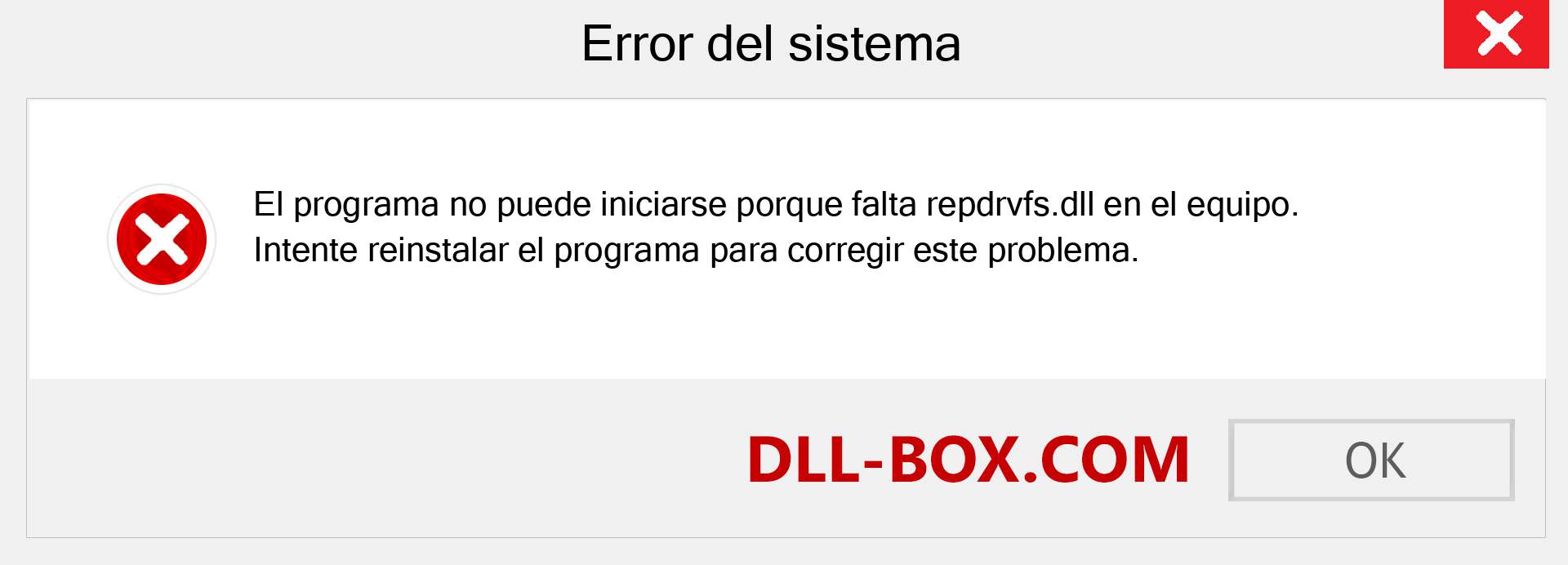 ¿Falta el archivo repdrvfs.dll ?. Descargar para Windows 7, 8, 10 - Corregir repdrvfs dll Missing Error en Windows, fotos, imágenes